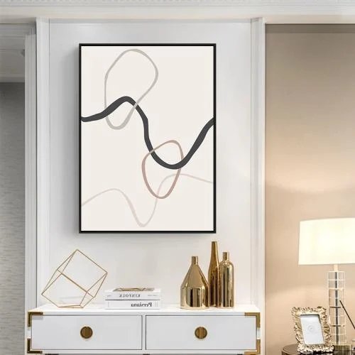 لوحة تجريدية سوداء وذهبية عصرية